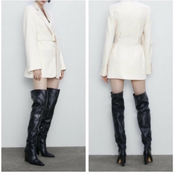 Zara ivory white long blazer/dress - Picture 3 of 7